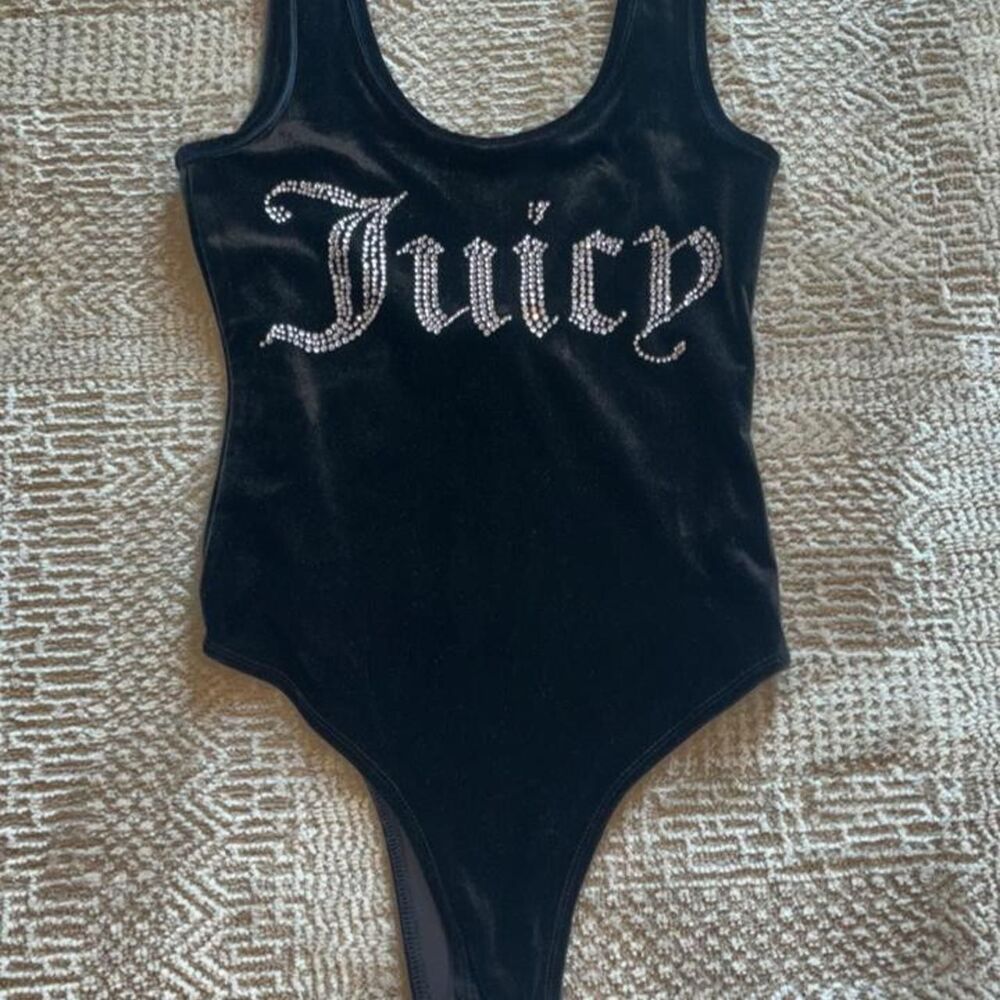NWT Juicy Couture Iconic OG Black Velvet Bodysuit XS